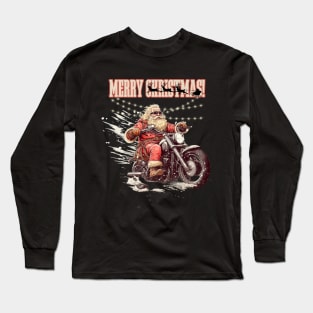 Santa Celebrate Christmas With Motorcycle Long Sleeve T-Shirt